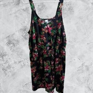 West Loop Black Floral Drawstring Dress